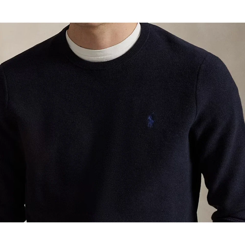Polo Ralph Lauren Mens Size S Mesh-Knit Cotton Crewneck Sweater Navy Classic NWT